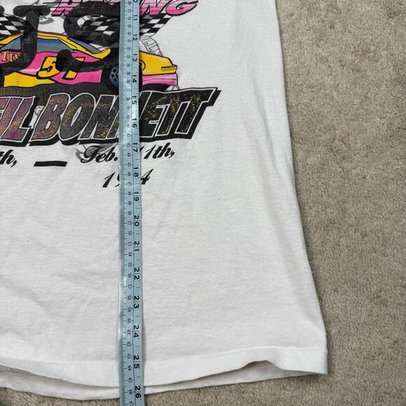 VTG 90s Neil Bonnett NASCAR Racing Tee Size M I Love USA Country Time USA Made - Picture 7 of 7